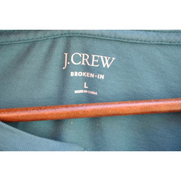 J.Crew Broken-In Henley Long Sleeve Shirt  Size L  Teal Blue Cotton  Re-Imagined - Picture 2 of 5